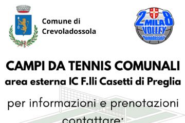 locandina con indicazioni prenotazioni campi da tennis comunali